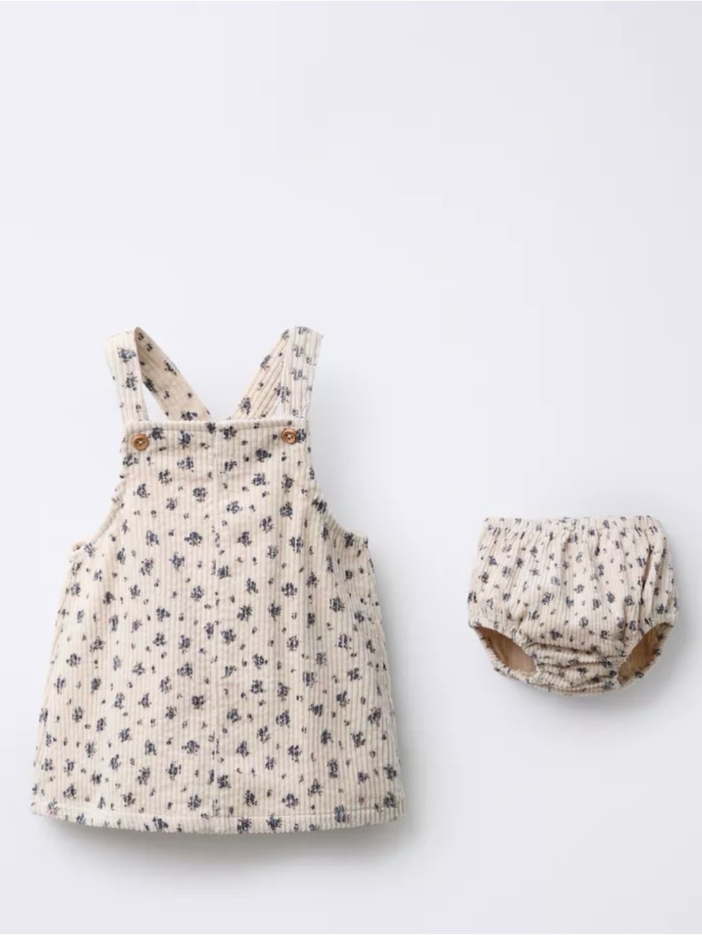 Zara Corduroy Pinafore Dress and Floral Knickers Set